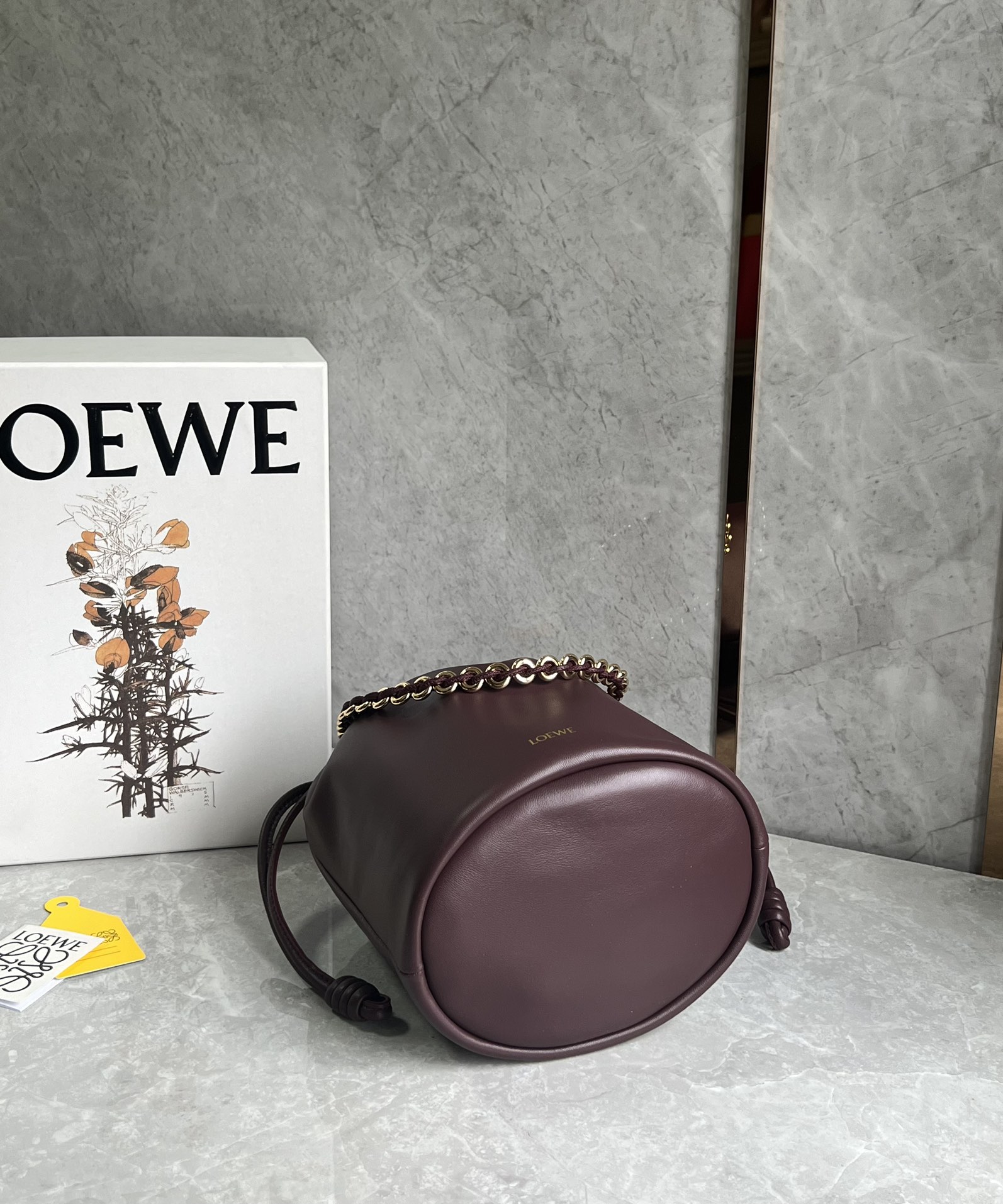 Loewe Flamenco Purse Bucket in Mellow Nappa Lambskin Dark Burgundy